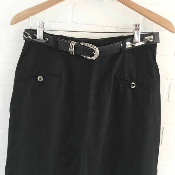 Vintage Y2K Maxi Column Skirt Rayon/Linen Front&Back slit Lined Black Country 12 - Picture 7 of 12